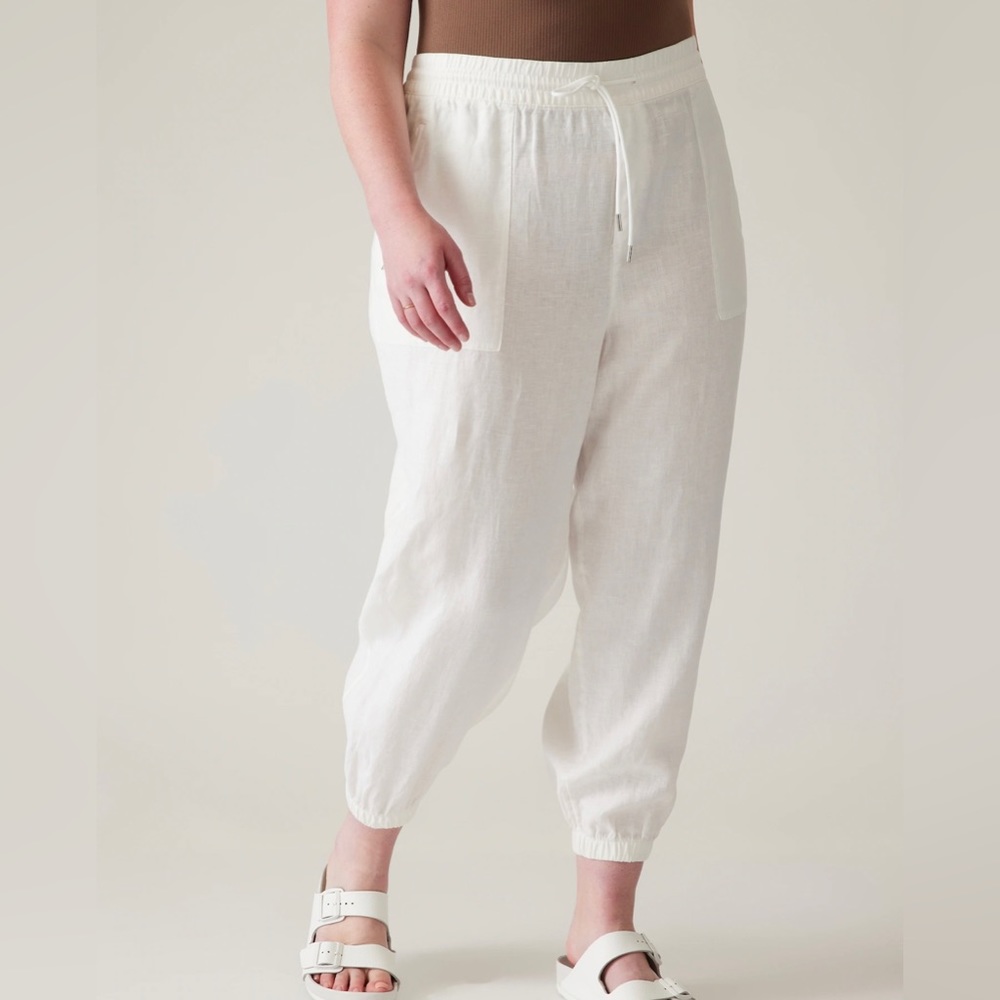 NWOT Athleta White Retreat Linen Jogger size 14